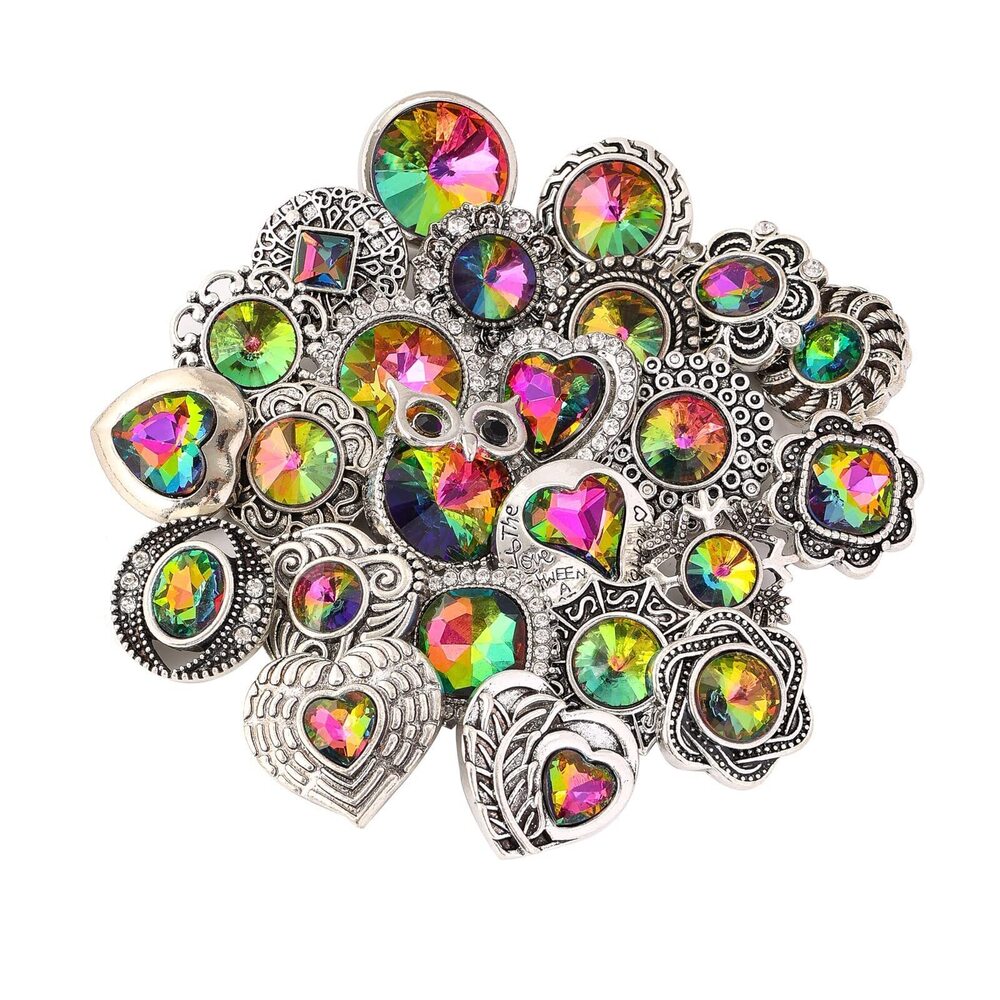 6288 24PCS Mixed Style Rhinestones Snaps Jewelry Charms Ginger Buttons